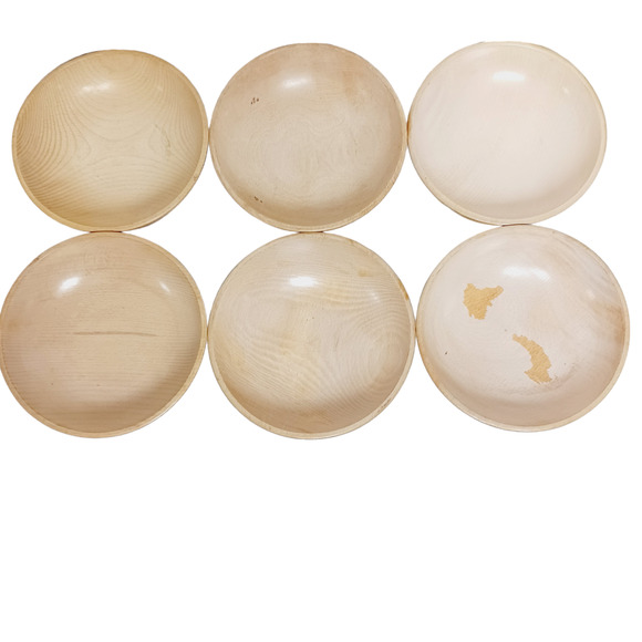 7 PC Wooden Salad Bowl Set Distressed Rustic Retro Wood Handmade Japan Vintage - Picture 3 of 16